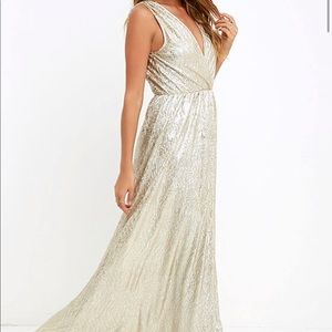 Lulu’s Metallic Light Gold Gown